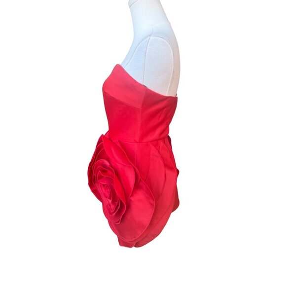 Bella Barnett Red Mini Cocktail Dress XS NWT Strapless Rose Applique Statement - Picture 5 of 13
